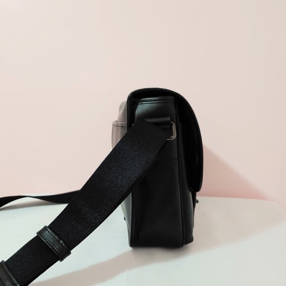 New with Defects COACH Heritage Map Smooth Leather Crossbody Messenger Bag Black - Picture 9 of 16